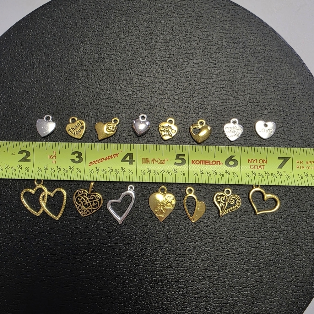 Gold and Silver Heart Charm Set - Picture 2 of 2